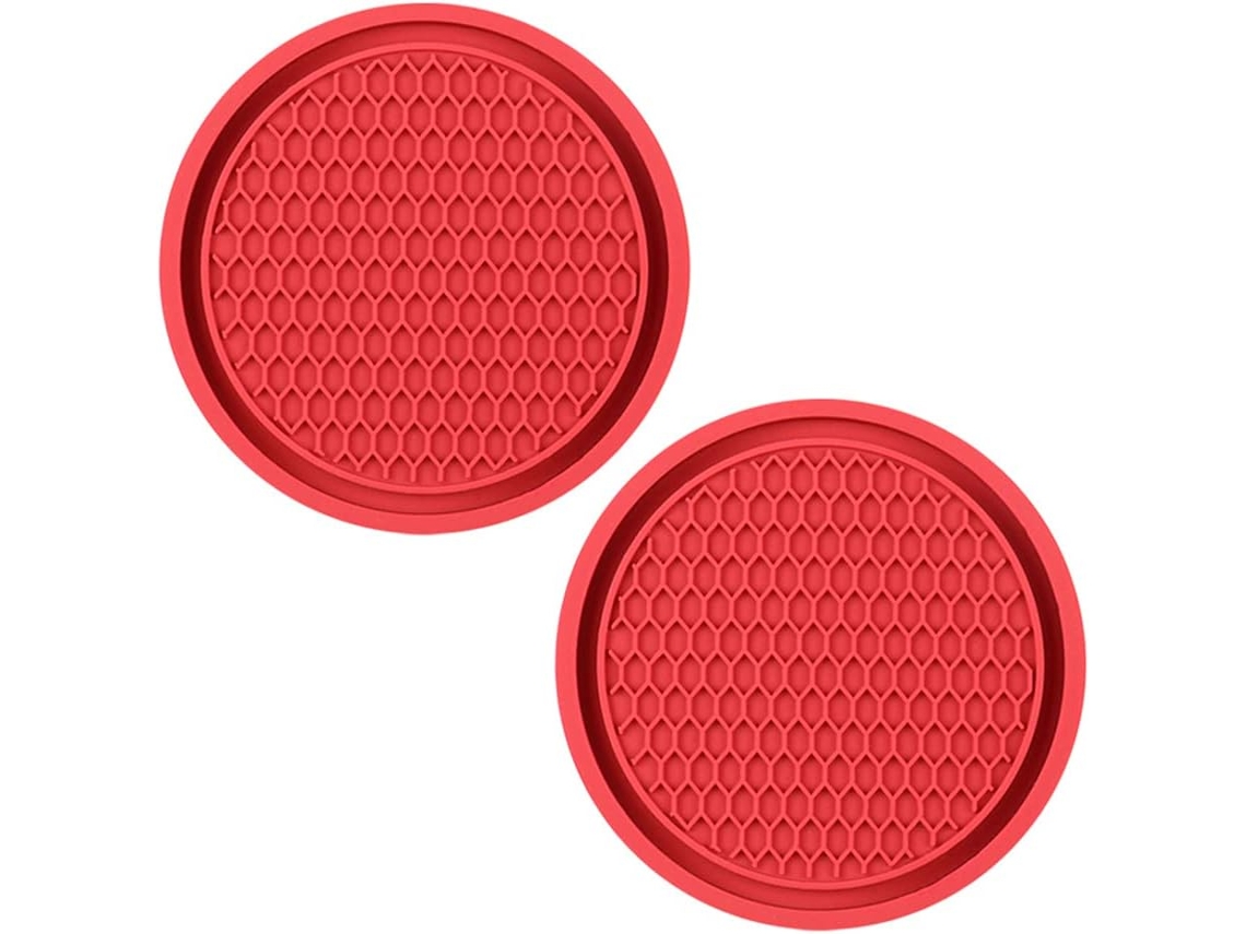 Conjunto de 2 porta copos de cortiça, redondos, universais, criativos, em PVC para carro AQUAFORGE