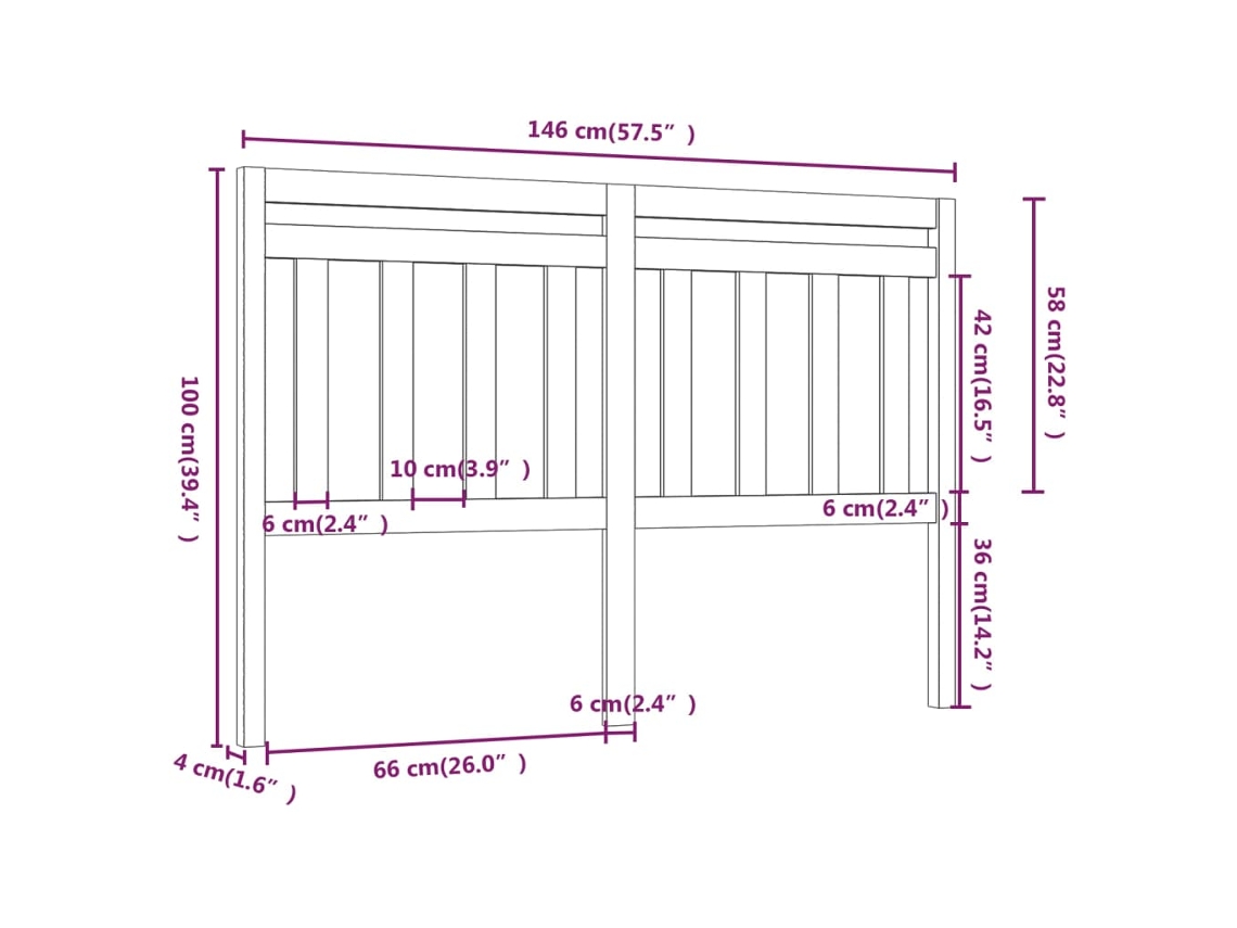 VidaXL Cabeceira de cama 146x4x100 cm pinho maciço castanho mel