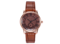 Relógio Feminino Pulseira Pu Romanos Números Quartzo Vansvar Marrom