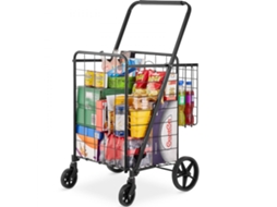 Carrinho de Compras Dobrável VEVOR Carrinho de Compras com Cestas Duplas 110 Lbs