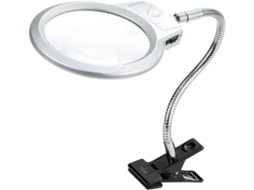 Luminária De Mesa Led Com Clipe, Lupa E Haste Flexível Para Leitura E Trabalho.