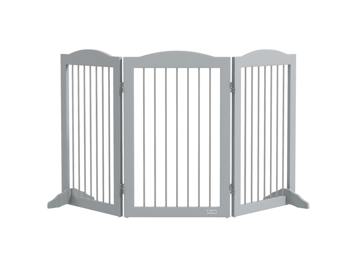 Barreira De Segurança De Para Escadas E Portas Dobrável Com Suporte De Pé 154x30x80cm Cinzento