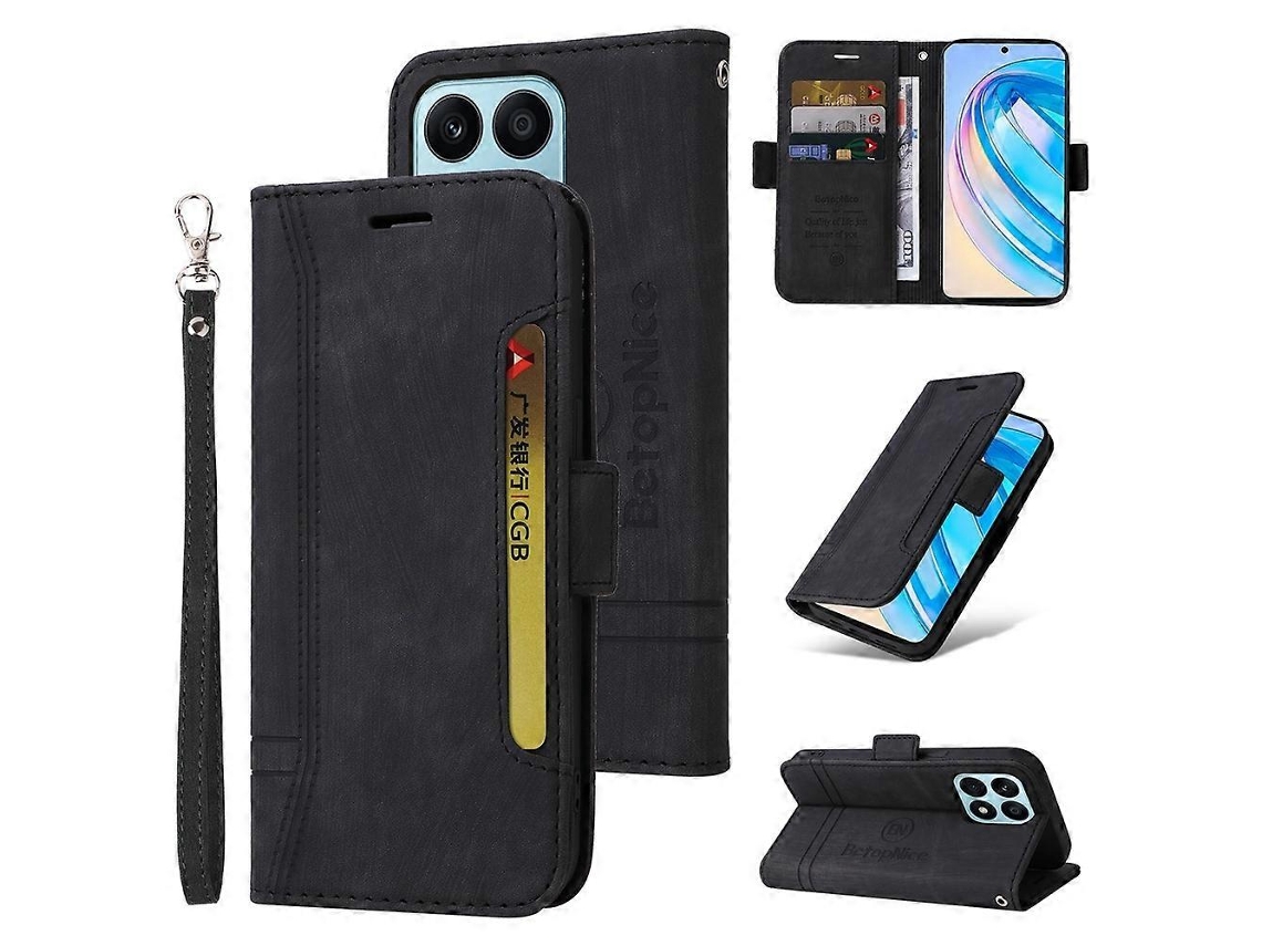 Capa De Couro Com Fivela Dupla Betopnice Para Celular Honor X8a 4g