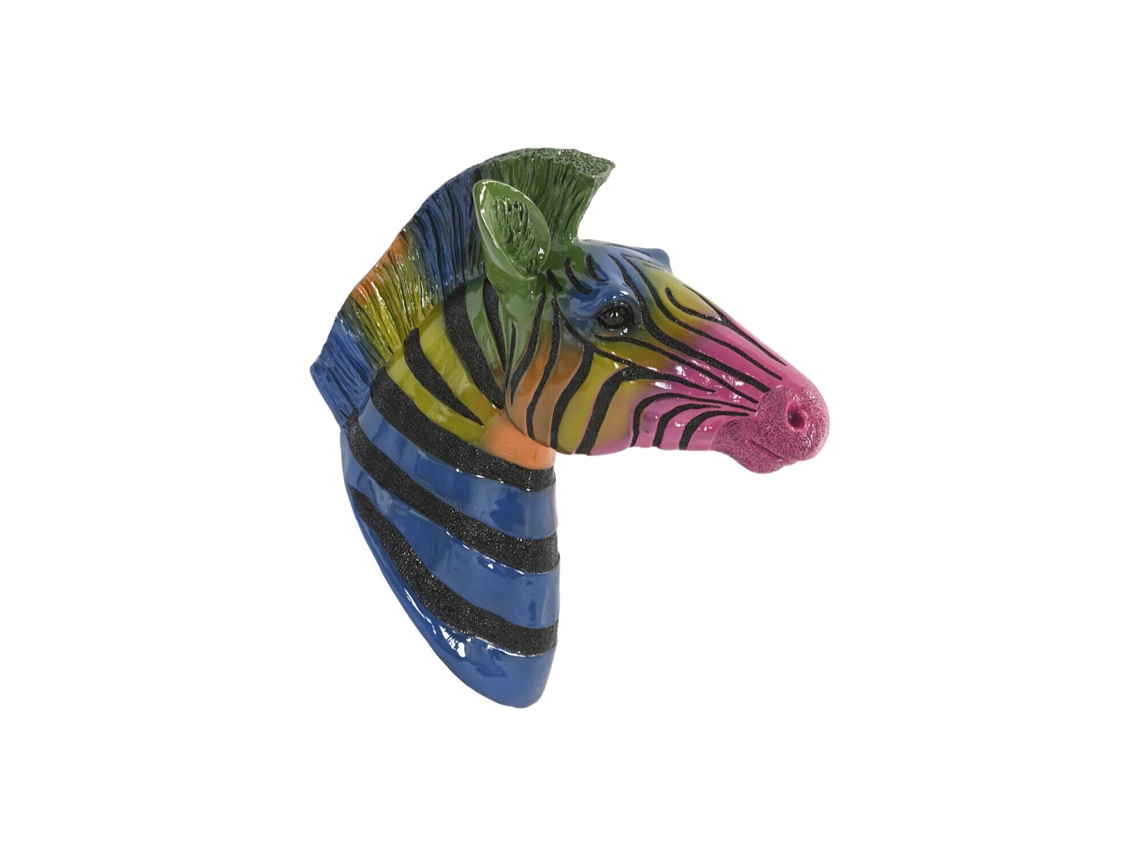Decoração de Parede em Resina com Zebra Multicolorida, 23x42x49cm ALEXANDRA HOUSE LIVING