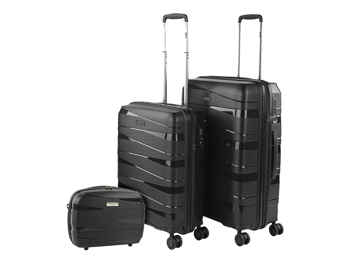 Conjunto de Malas Rígidas Pp JASLEN Stuttgart Preto 43X66X24 Cm 58L