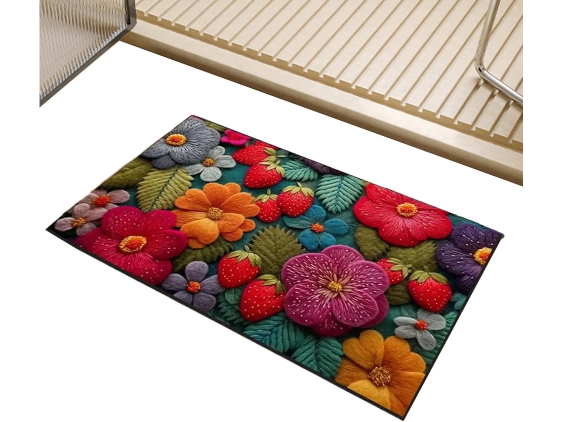 Tapete Quadrado Retrô, Macio, Lavável E Antiderrapante | Tapete Decorativo Para Entrada