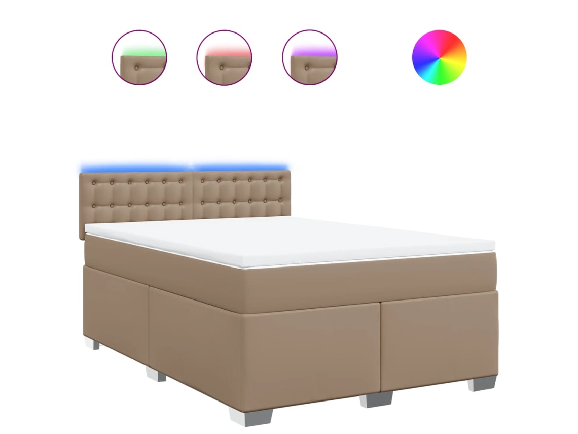 Cama com Molas Couro Artificial Cappuccino MAISON EXCLUSIVE 140x190 cm