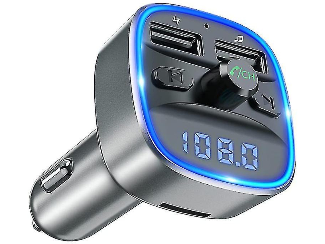 Transmissor Fm Bluetooth Yizhood Usb 5v/2.4a1a Sd/usb Hands Free Azul Cinzento
