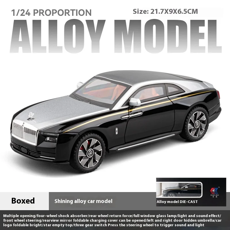 (prateado) Miniatura Do Rolls-royce Phantom Em Escala 1:24 Com Efeitos De Som E Luz.