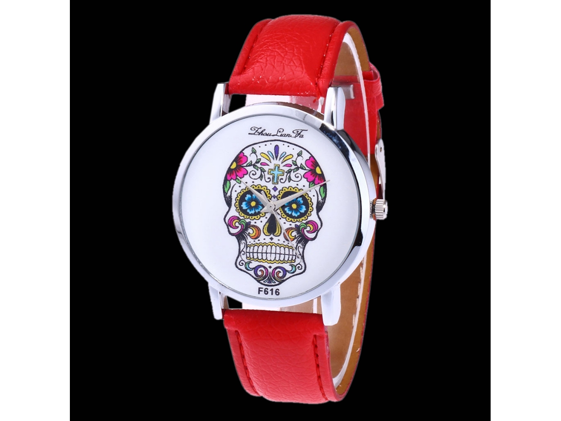 Relógio analógico de quartzo simples para homem com pulseira de couro PU (vermelho)