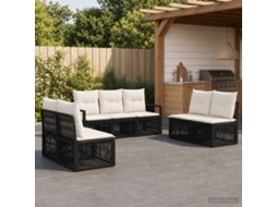 Vidaxl Conjunto De Sofá De Jardim 7 Unid. Preto Vime Pe
