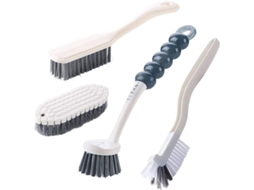 Conjunto de 4 Escovas de Limpeza Nova Line para cozinha, banheiro, sapatos, garrafas com cabos confortáveis | S/MARCA