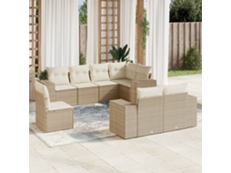 Vidaxl 8 Pcs Conjunto De Sofás P/ Jardim Com Almofadões Vime Pe Bege