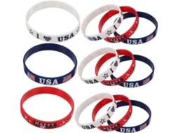 Conjunto Shineofi com 12 pulseiras patrióticas para o Dia dos Estados Unidos - Acessórios interativos e práticos para comemorações.