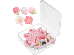 Happyyami Conjunto de 30 Tachinhas Decorativas em Resina com Tema Rosas e Pessegos para Murais, Paredes Fotográficas