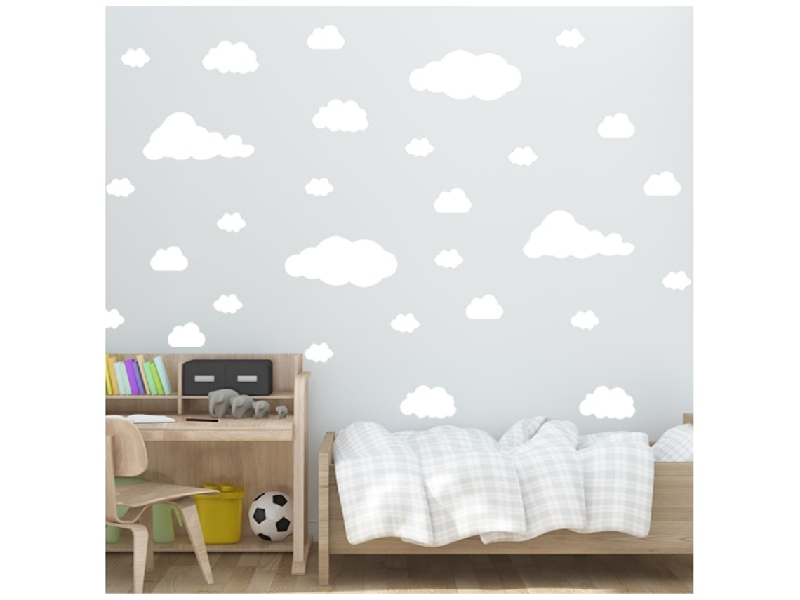 22 Adesivos De Parede De Vinil Com Nuvens Brancas Aquaforge