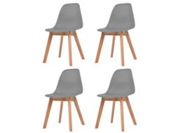 Vidaxl Cadeiras De Jantar 4 Pcs Plástico Cinzento