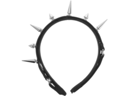 Nuobesty Faixa De Cabelo Feminina Estilo Punk Gótico Metálico, Em Couro Pu Preto, Durável.