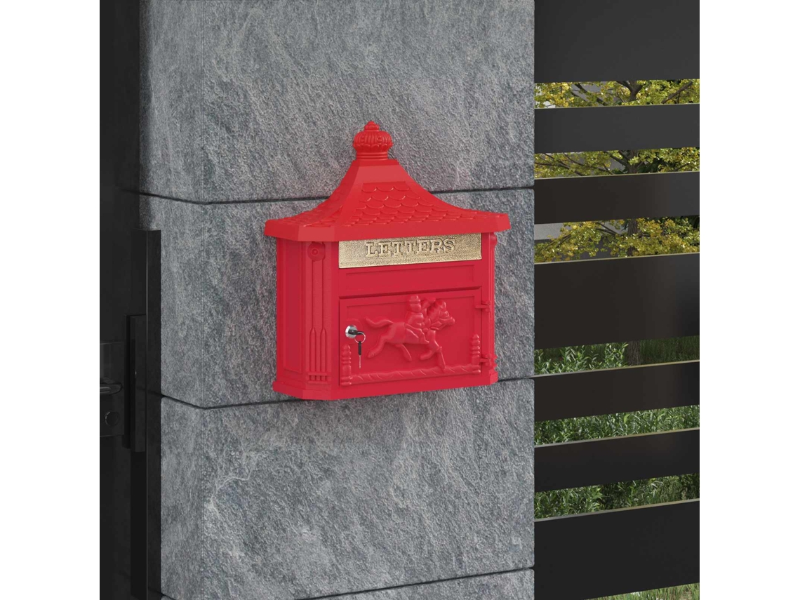 Vidaxl Caixa De Correio Montada Na Parede Vermelho 40,5 X 16 X 45 Cm
