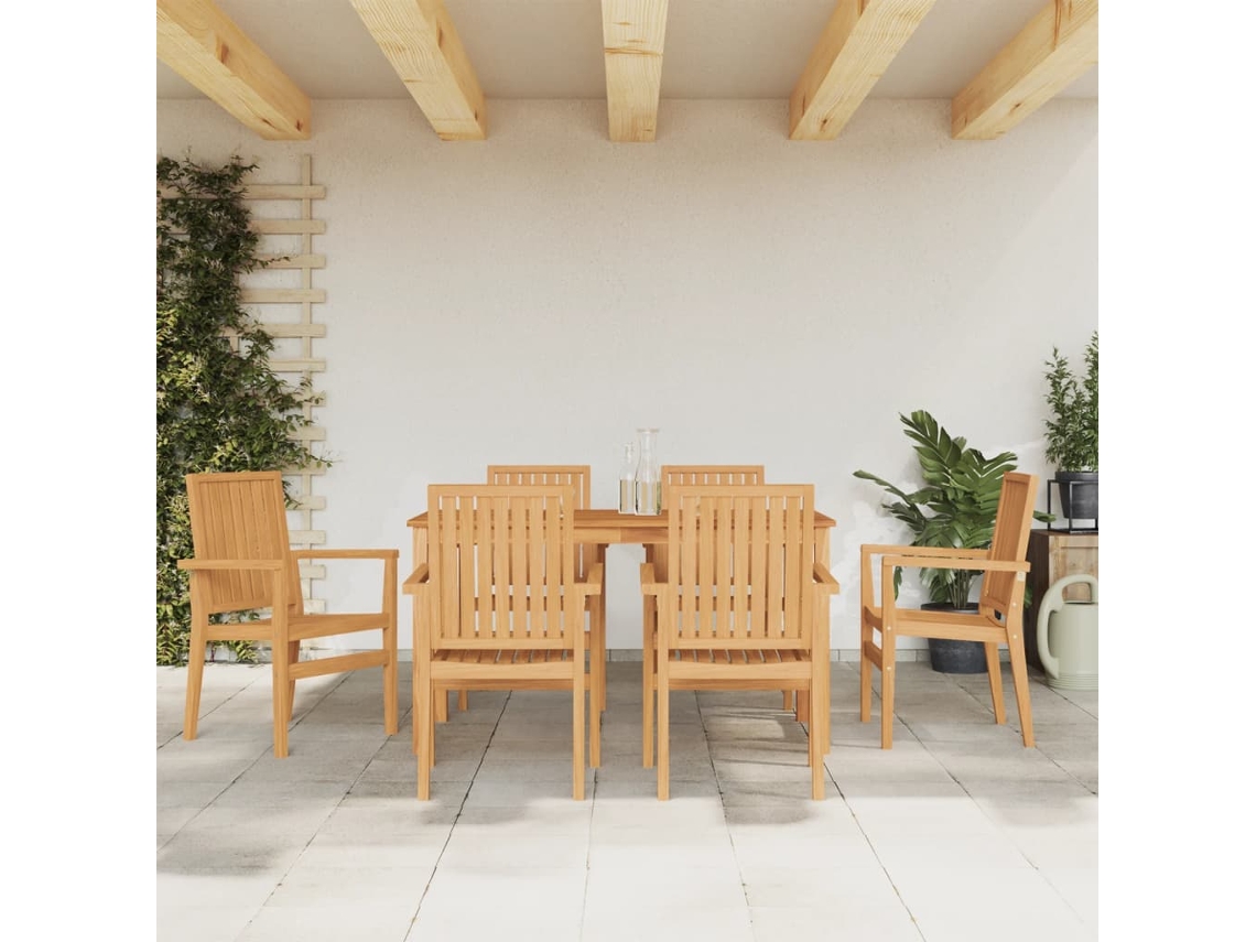 Vidaxl Conjunto De Jantar Para Jardim 7 Pcs Madeira De Teca Maciça
