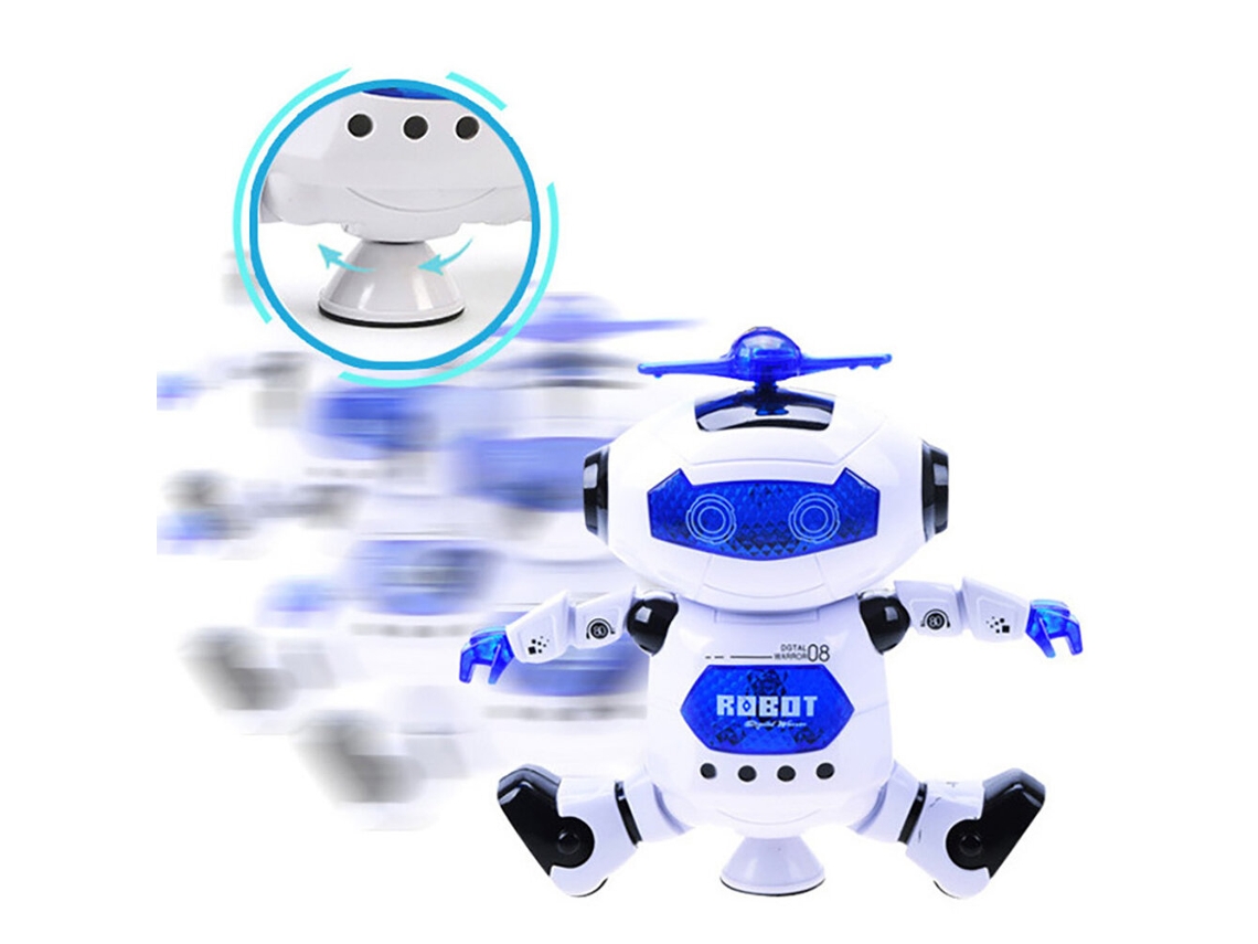 Robô Astronauta Dançante Giratório Branco 360 Rc Música Led Brinquedo Crianças Presente Aniversário MDUG