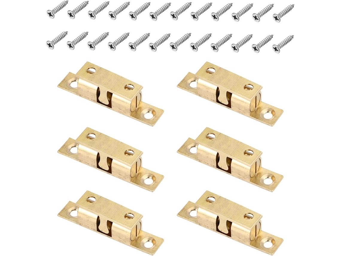 Abaodam Conjunto De 6-fechos Porta Armário Com Rolo Tensão E Esfera Cobre, Com Tensão Ajustável Para Portas De Abrir