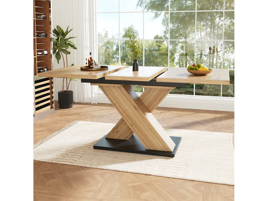 Mesa De Jantar Retrátil 158,5 X 80 Cm 6 A 8 Pessoas Em Mdf Natural Estilo
