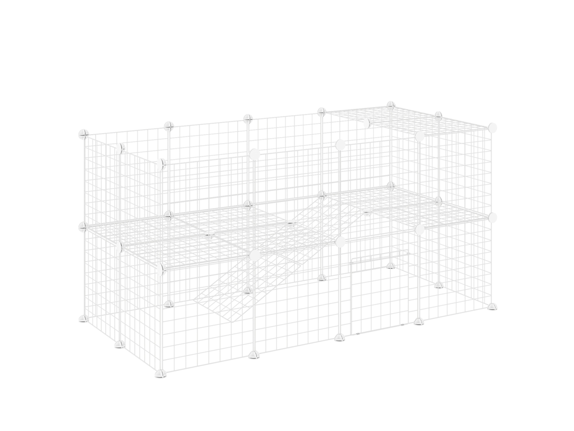 Recinto De Metal Para Pequenos Animais De Estimação Com 36 Painéis Desmontáveis, Diy, 146x73x73 Cm, Branco