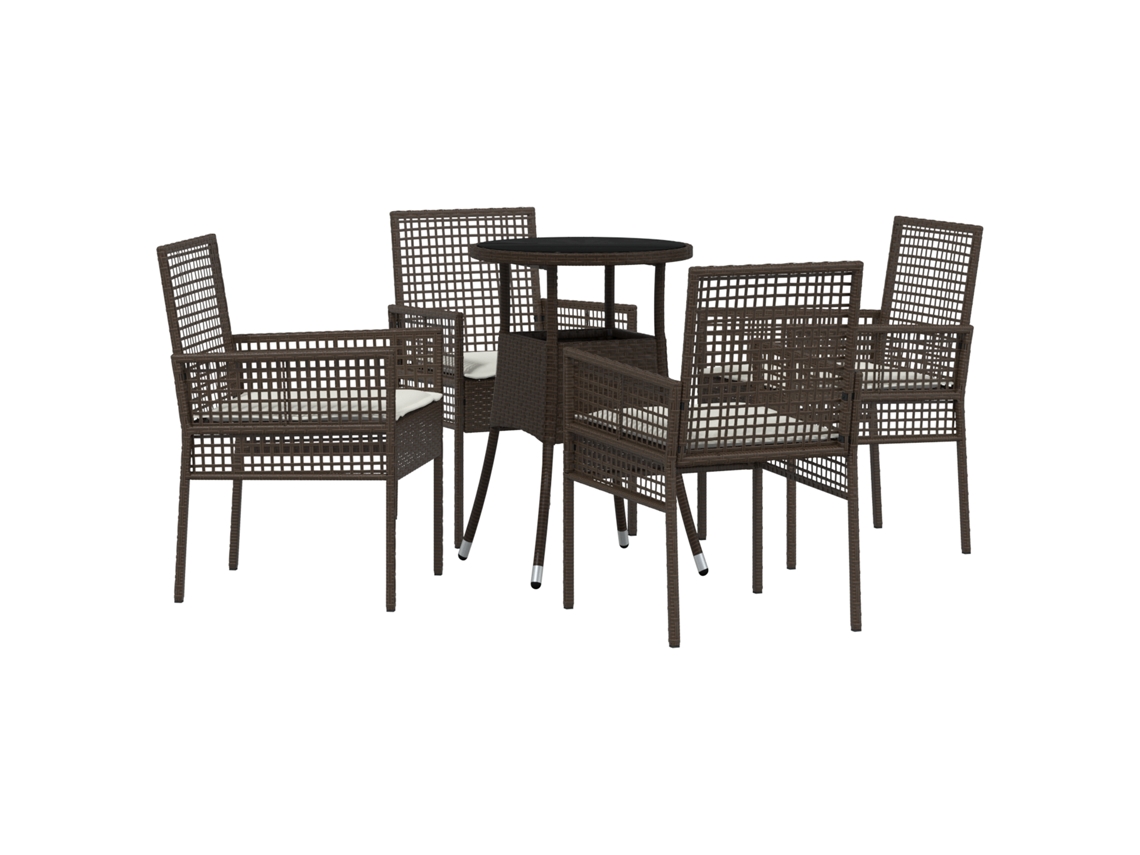 Conjunto 5 Móveis Para Exterior Vidaxl Castanho Vime Pe (60 X 60 X 75 Cm)