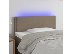 Vidaxl Cabeceira Cama Luzes Led Tecido 90x5x78/88cm Cinza-acastanhado