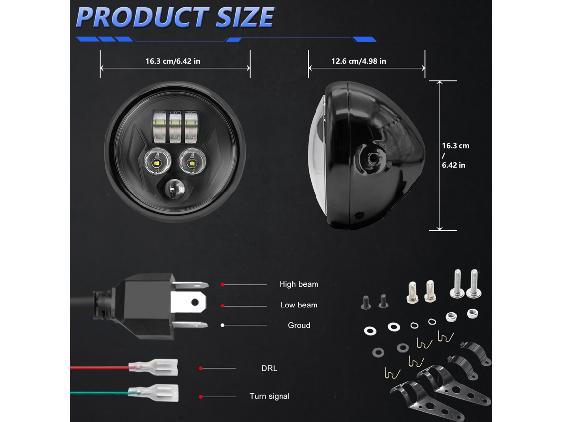 5.75 Inch Motorcycle Led Headlight With High/low Beam Drl Turn Signal 1 Pack