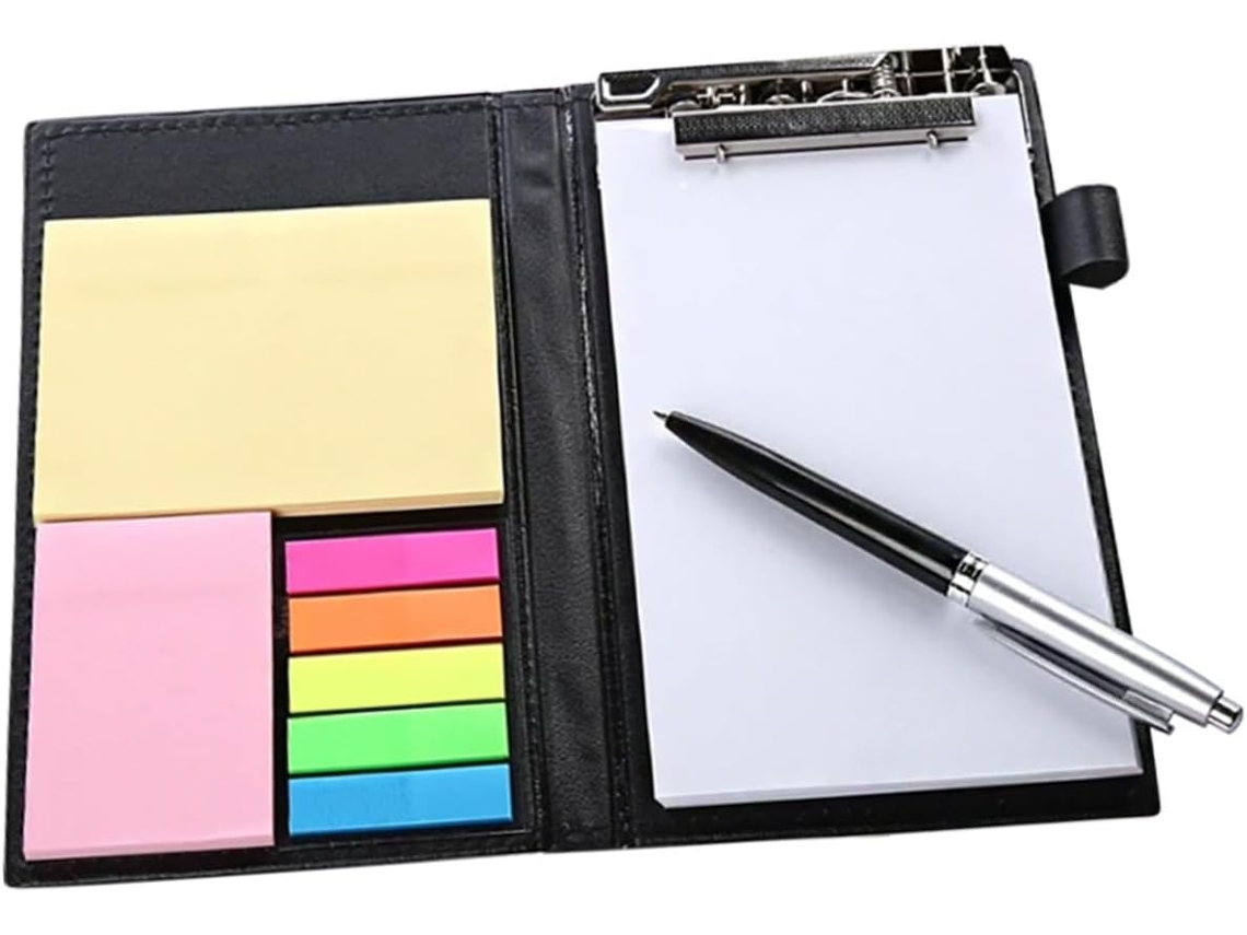 Conjunto De Blocos-notas Autocolantes Com Adesivos Clip Pu Noir Reposicionáveis Para Bureau École E Maison