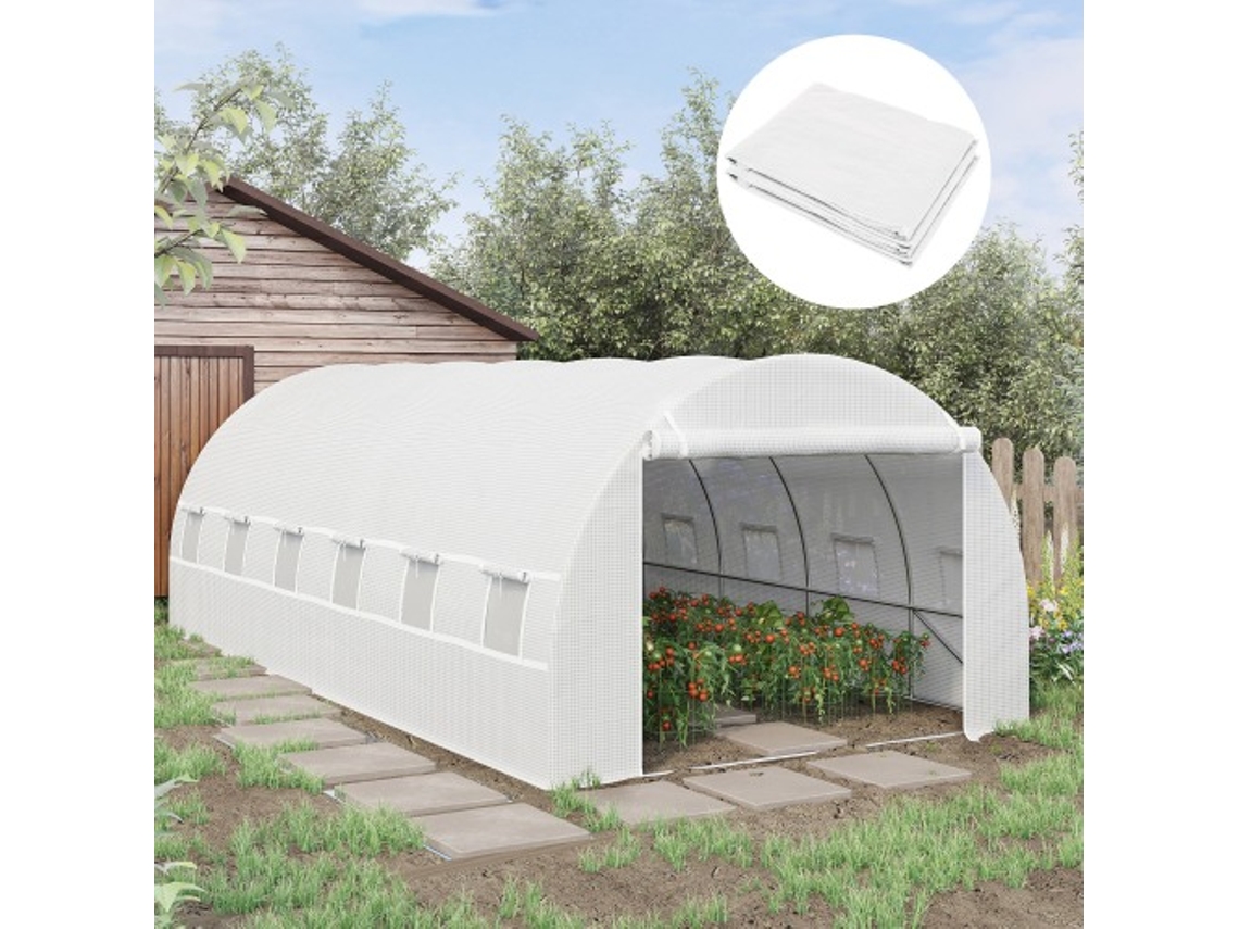 Película De Substituição Para Cobertura De 600 X 300 X 200 Cm Com Porta Frontal, 12 Janelas, Película Para Estufa Resistente A Rasgos, Película De J