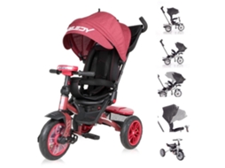 Triciclo Speedy Air Evolutivo Com Rodas De Borracha, Assento Giratório De 360º E Capota Lorelli - Red&amp;black