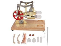 Modelo De Motor Stirling De Dois Cilindros Equilibrado Juguete Educativo Científico Dourado