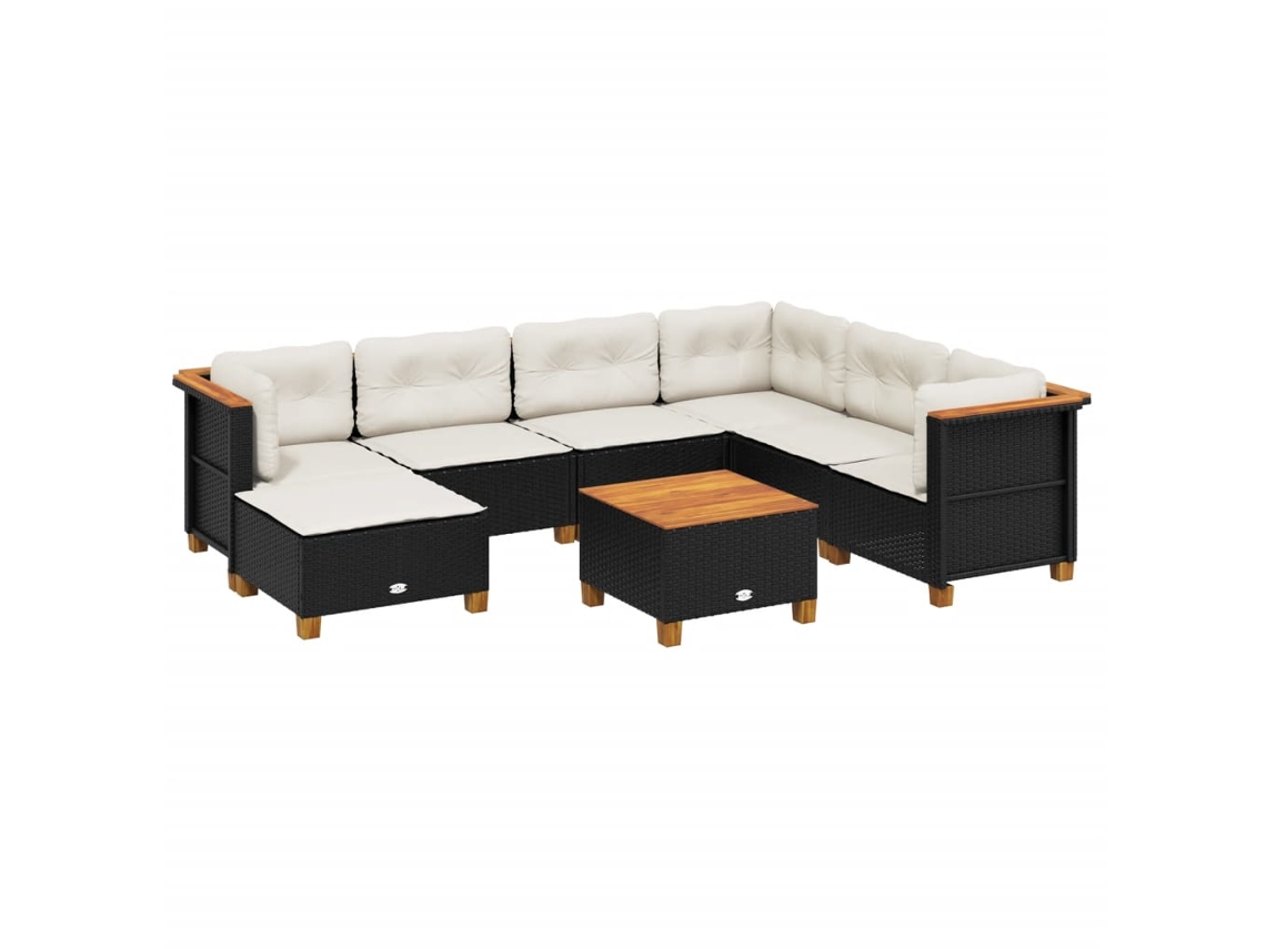 Maison Exclusive - 8 Pcs Conjunto Sofás De Jardim Com Almofadões Vime Pe Preto