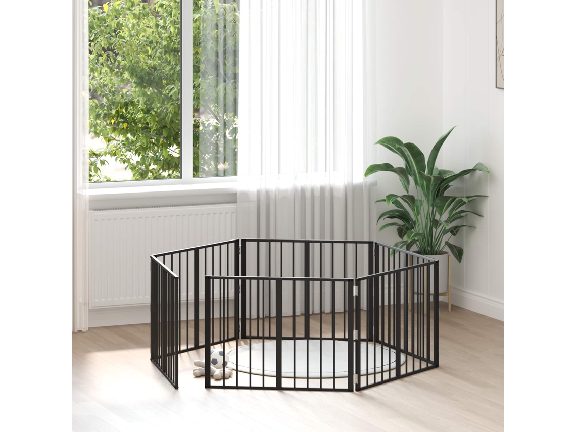 Vidaxl Portão Para Cachorros 6 Unid. Preto 80 X 60 Cm Aço Galvanizado