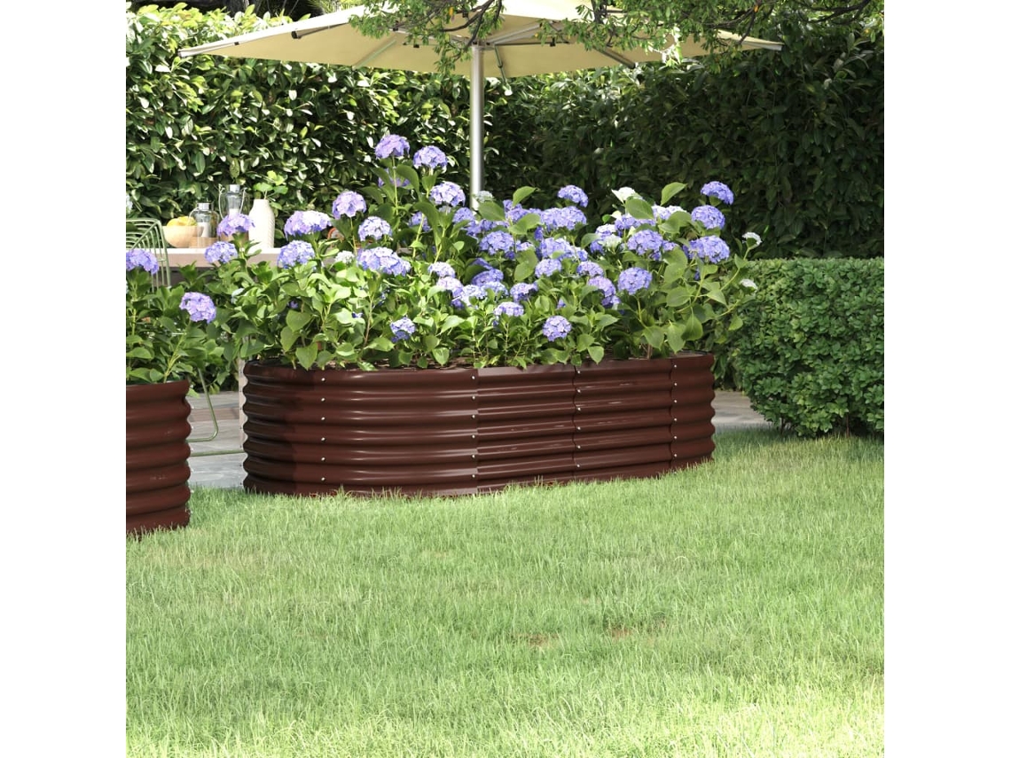 Canteiro Elevado Jardim 152x80x36cm Aã§o Revestido Com Pã³ Marrom Dkd Home Decor