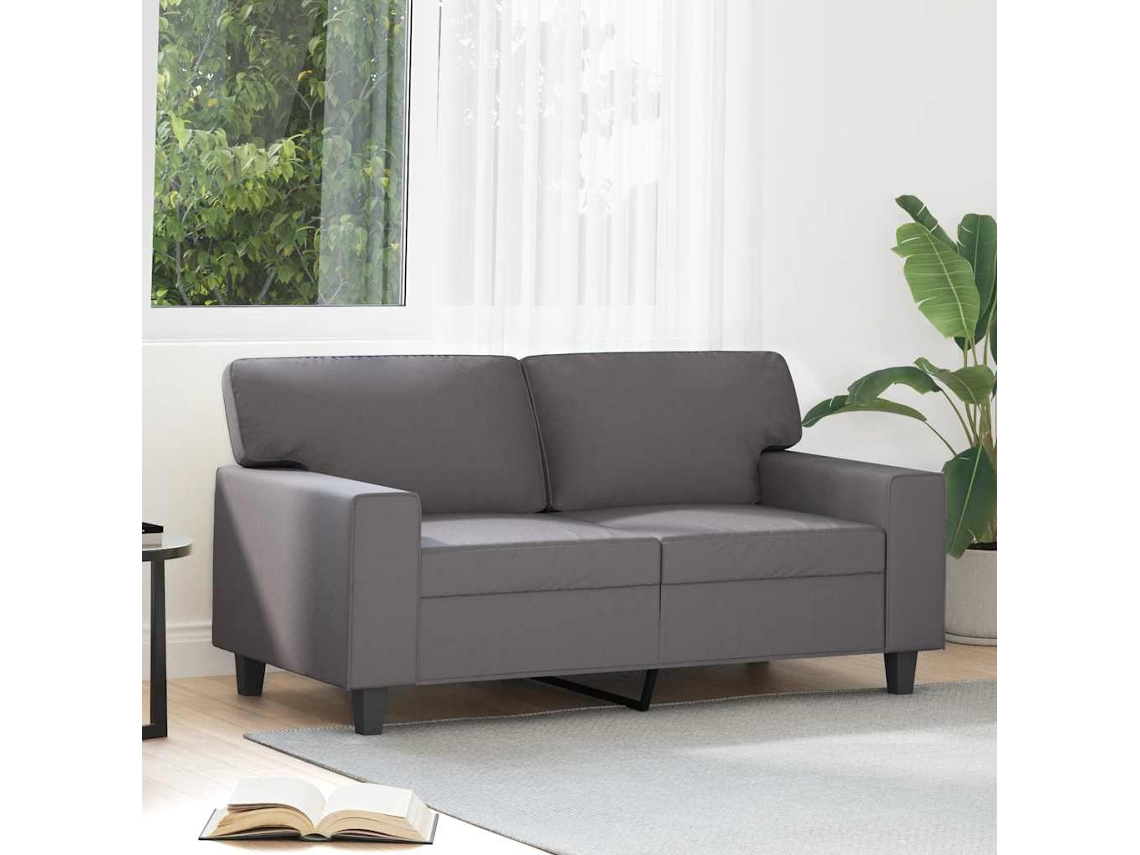 Sofá de 2 Lugares HARLANV1 com couro artificial cinza (120cm)