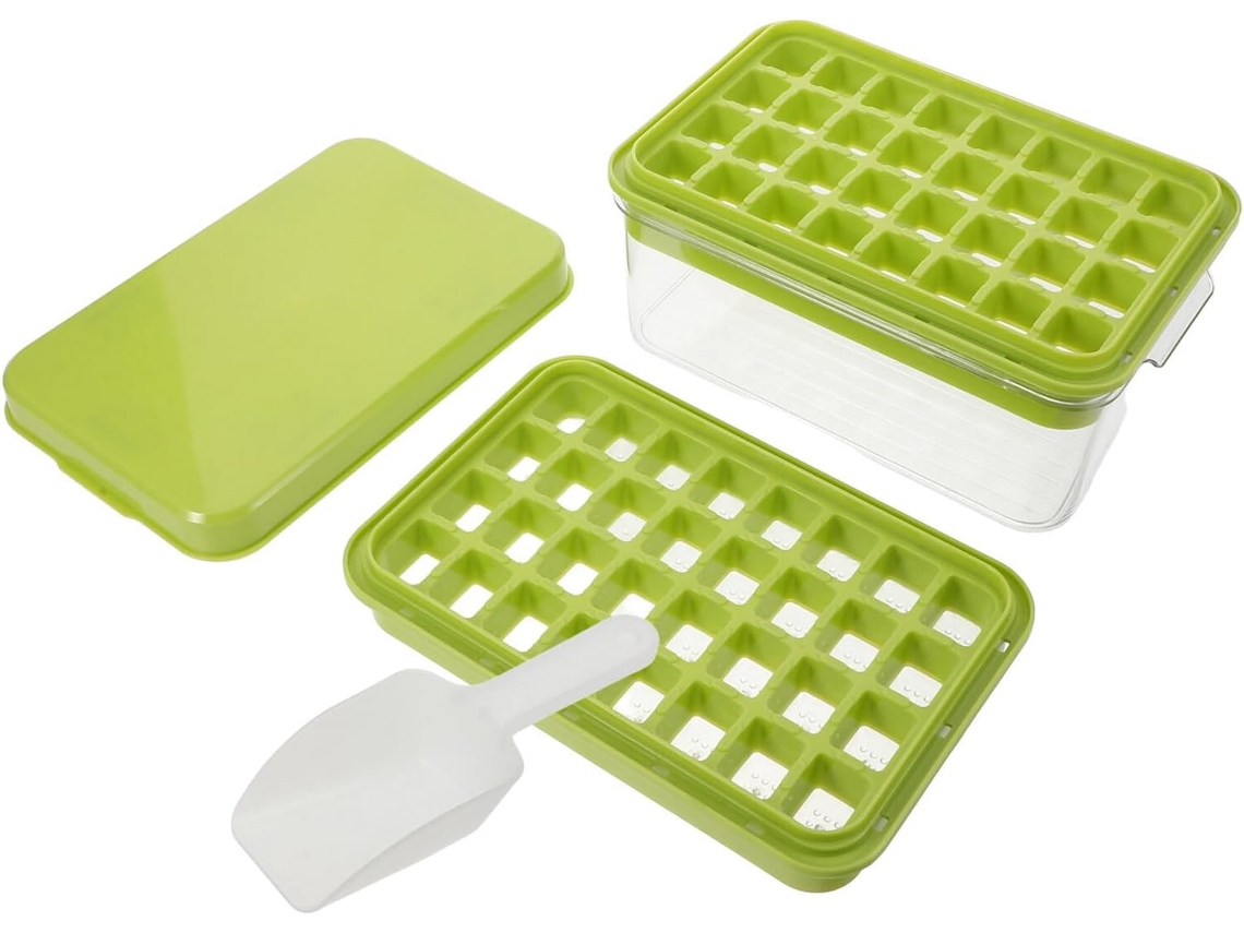 Forma De Gelo Dupla Com Compartimento Armazenamento Prático, Empilhável E Resistente, Ideal Para