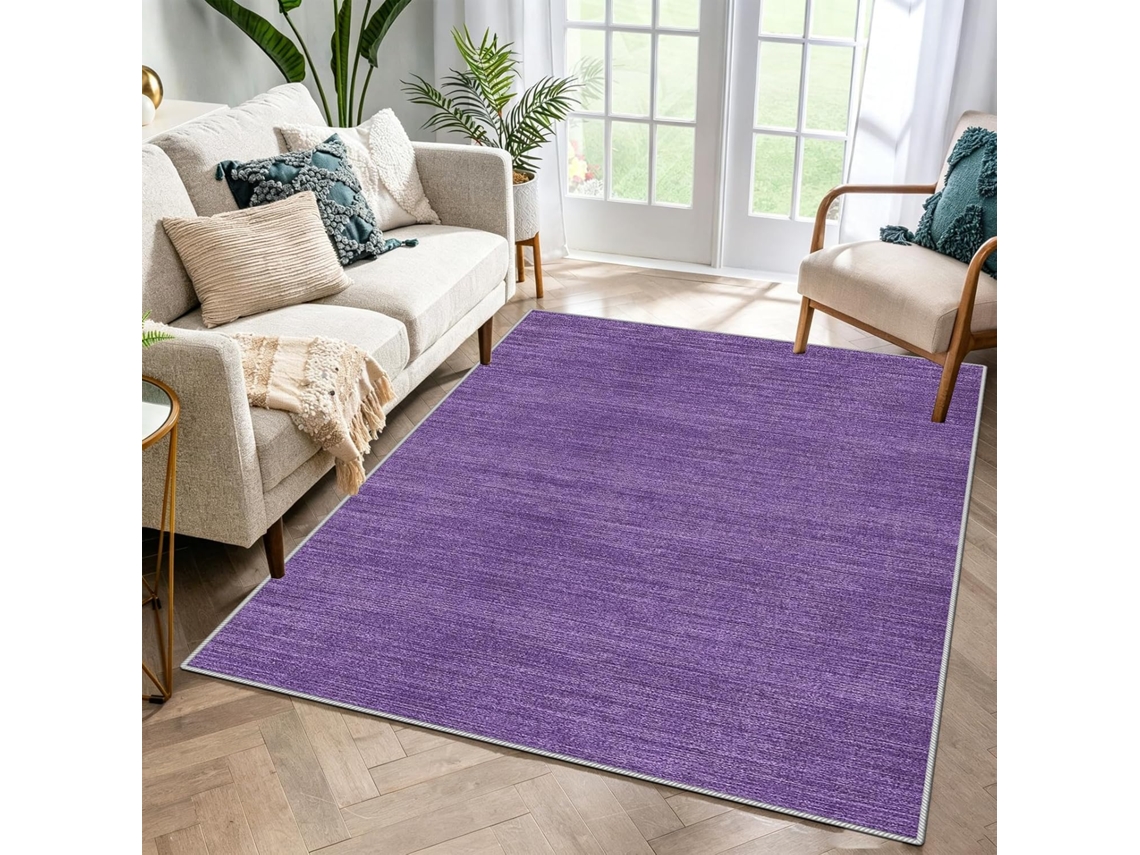 Tapete Lavável Antiderrapante 80 X 130 Cm Roxo Sala Estar