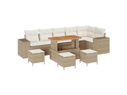 Conjunto 10 Móveis De Jardim Vidaxl Bege Vime Pe (110 X 55 X 71 Cm)