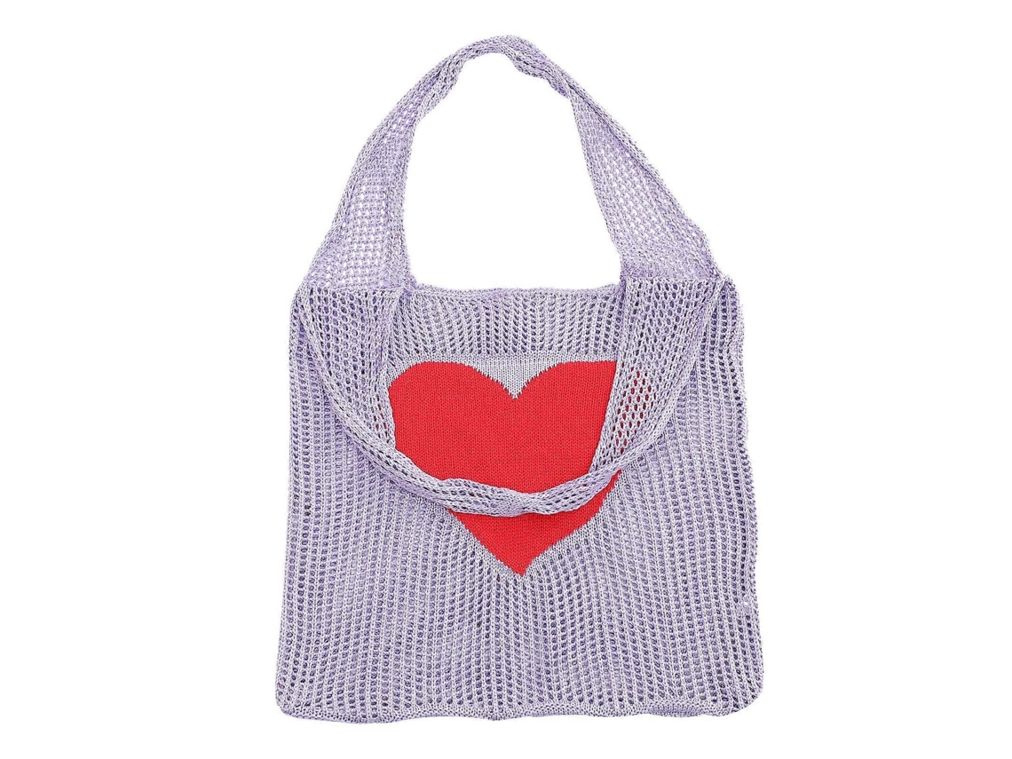 Sacola de Compras Violeta em Malha, Dobrável e Lavável, com Grande Capacidade . GOKOCO (32 X 38 Cm)