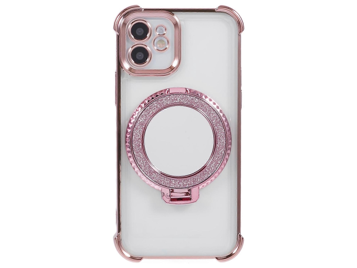Capa De Celular Antirriscos De Tpu Com Glitter E Suporte Para Iphone 11 Com Espelho