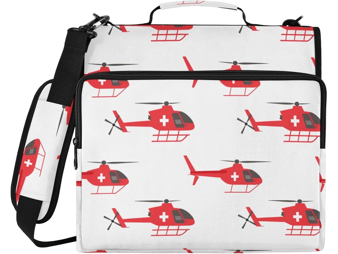 Organizador de Arquivos 3 Argolas 1, 5 Polegadas Com Alça, Bolsas Diversas, Tema Helicóptero Ajuda, Ideal Escola E