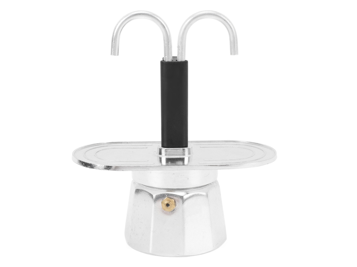 Cafeteira De Cabeça Dupla 100ml Liga De Alumínio Diy Mini Cafeteira Italiana De Cabeça Dupla Para Fogão Para Café Doméstico Base Decágona