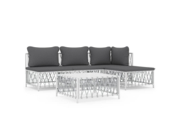 Maison Exclusive - 5 Pcs Conjunto Lounge De Jardim Com Almofadões Aço Branco