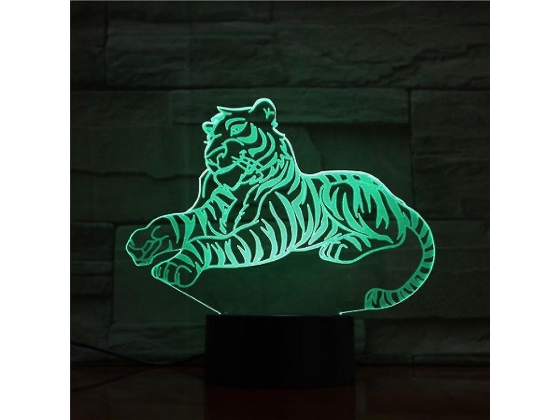 Lâmpada De Noite Led 3d Tigre Para Crianças, Luz Nocturna Com Interruptor Táctil, Cor Arco-íris Ajustável
