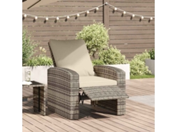 Vidaxl Cadeira Jardim Reclinável C/ Almofadões Vime Pe Castanho-claro