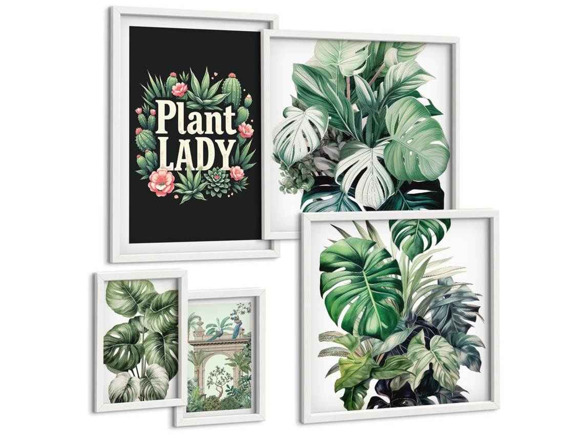 Conjunto De Pinturas Acentos Vegetais Boho De Verde Espelharte (5 Peças)